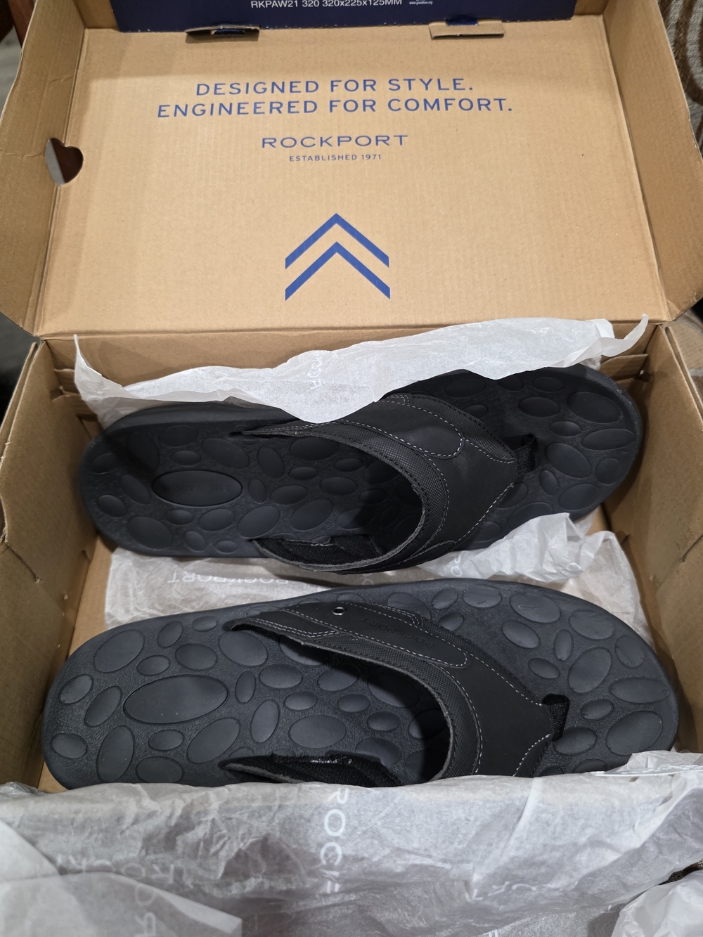 NIB Rockport Men's Hayes Thong Sandals Black SZ 11.5 - Picture 6 of 6